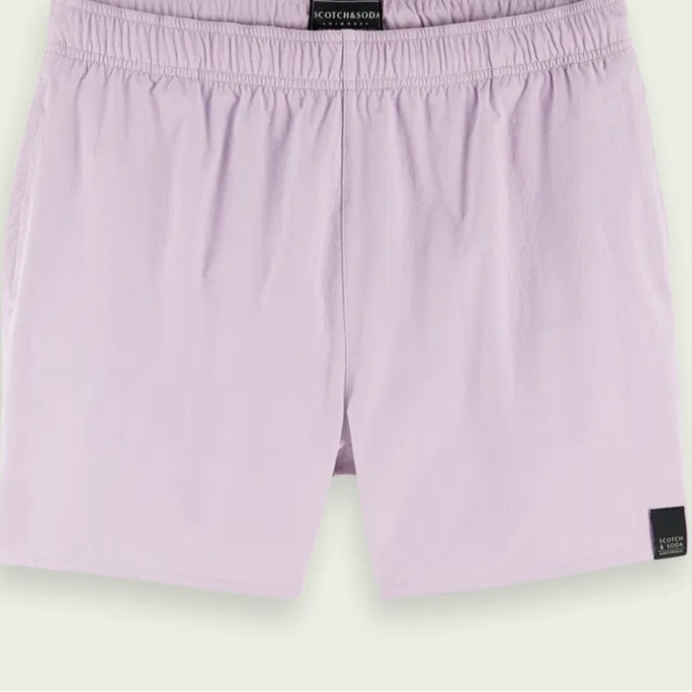 NWOT Men's Scotch & Soda Short-Length Lavender Stretch Swim Shorts Trunks Size S